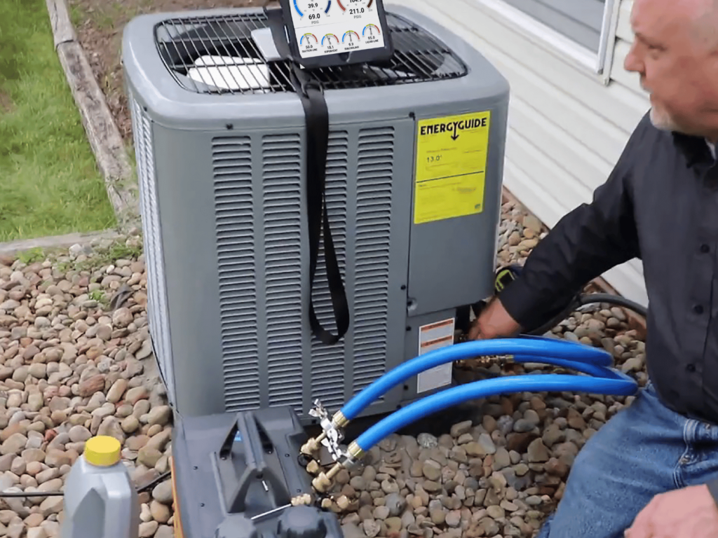 a person using a air conditioner