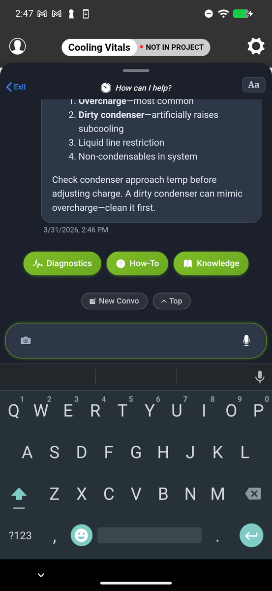 AI Assist voice and text diagnostic conversation in measureQuick